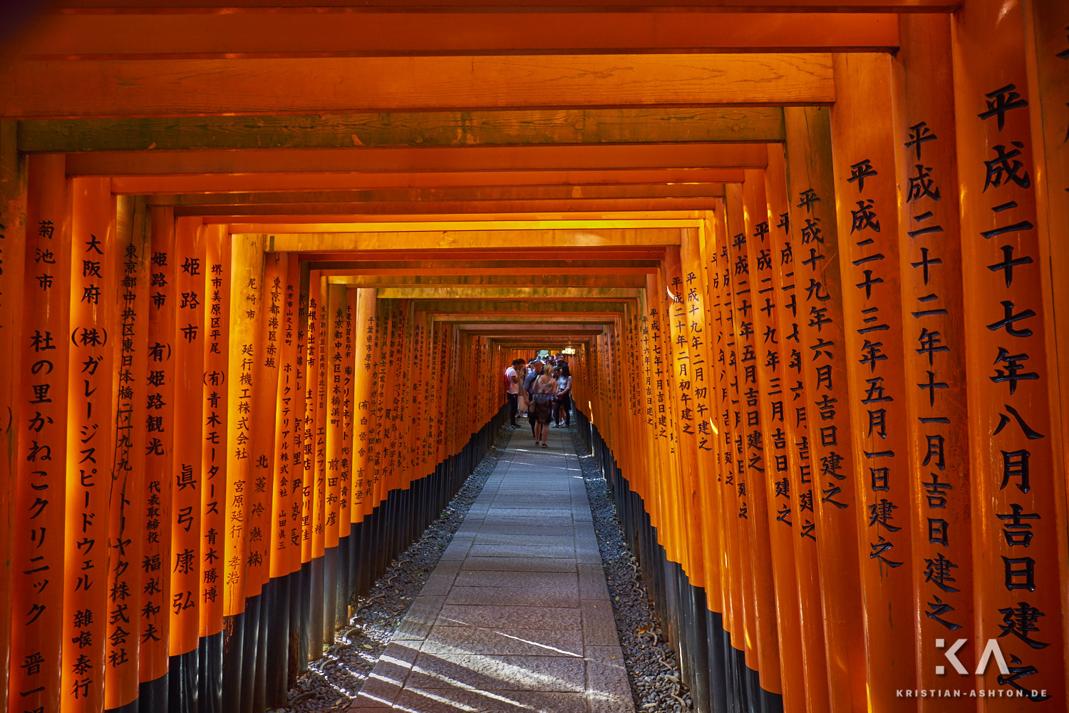 The innumerous red torii (gates) that lead through Fushimi Inari Taisha